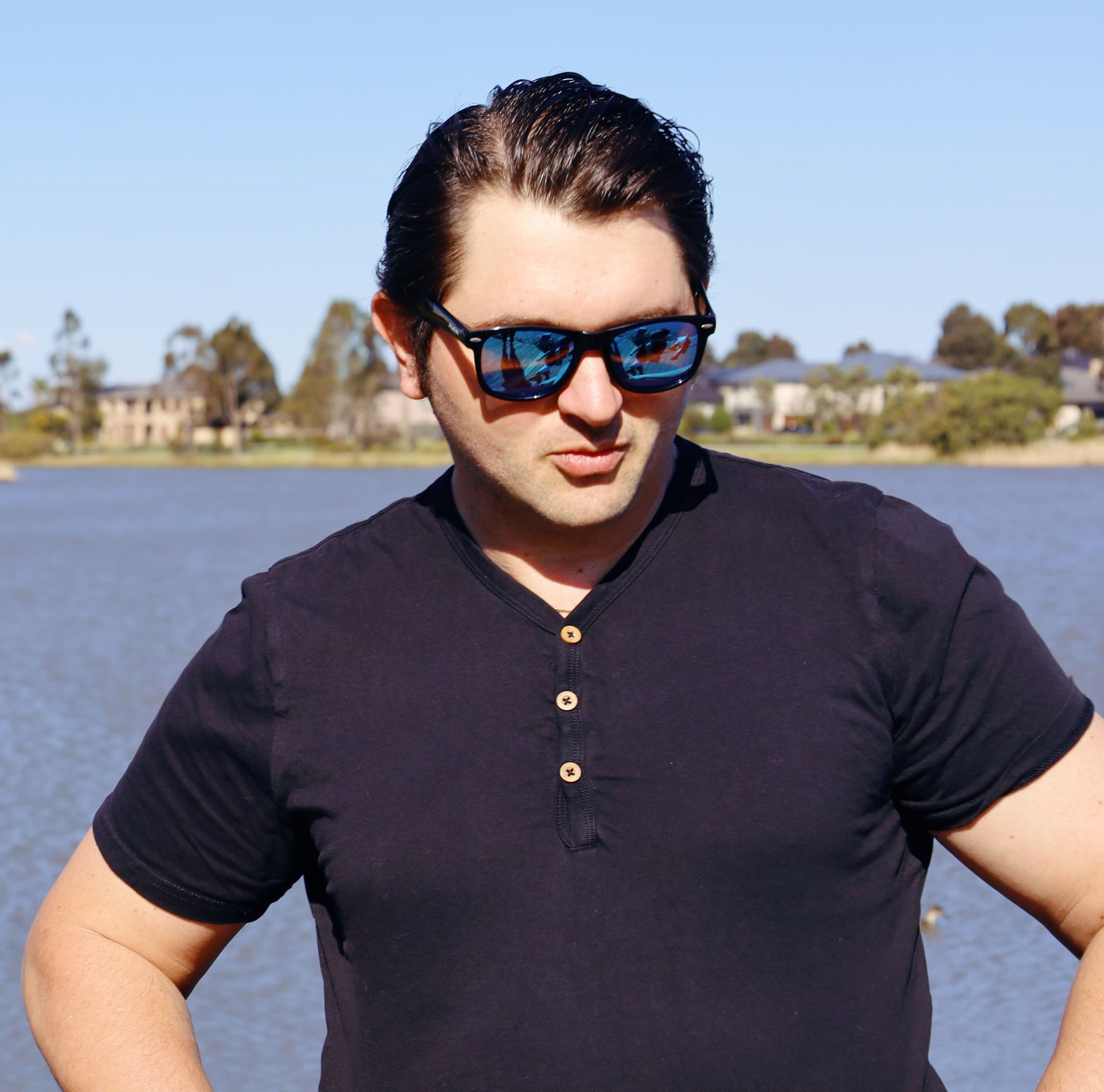 Adult - Black - Blue Lense - Flexi Sunnies